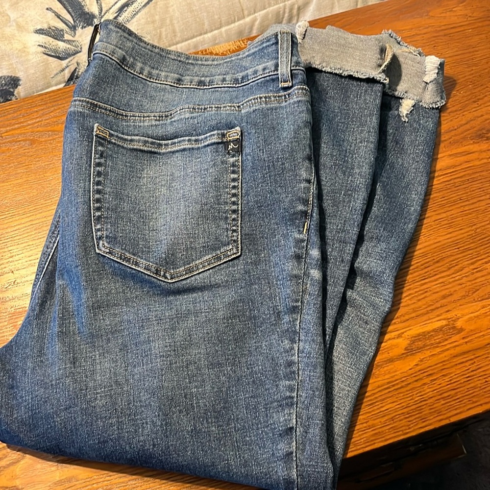 Maurices M Jean High Rise Ankle Jeans with Distressed Cuffs. Size 16W.